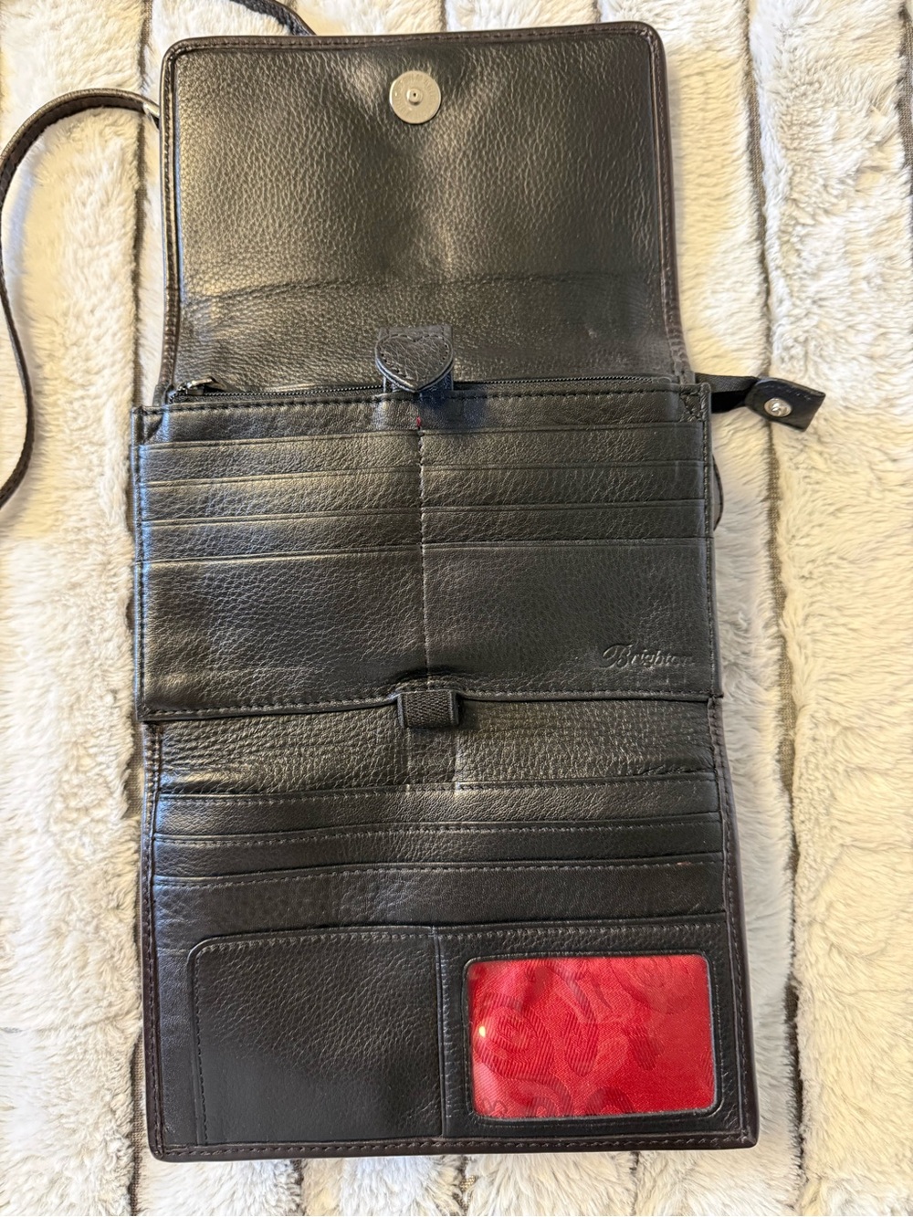 Brighton Black and Dark Brown Leather Crossbody with Croc Accents - Picture 3 of 13